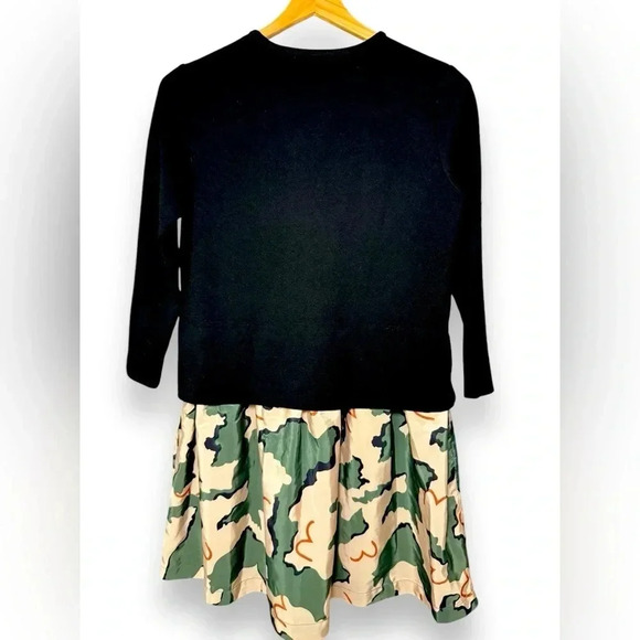 Ava & Lu Girls Long Sleeve Mock Two-Piece Dress | Size 12 | Black & Camo - Picture 2 of 5